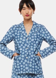 Graphic Daisy Denim Blazer